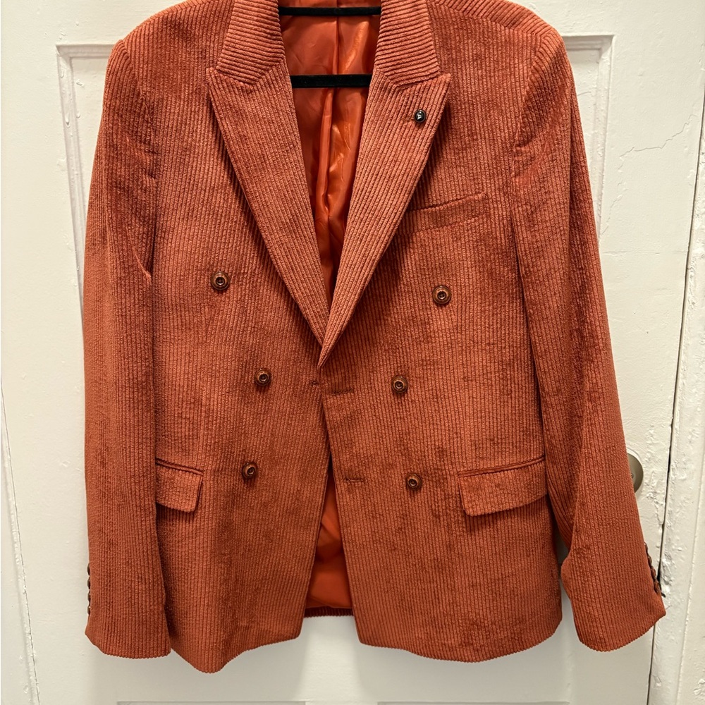 Men's Orange Double-Breasted Blazer